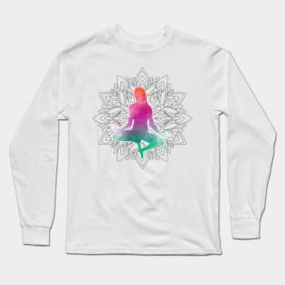 Watercolour Yoga Pose Long Sleeve T-Shirt